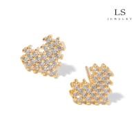 ราคา LS ต่างหูทอง 18k ต่างหูเพชรรูปหัวใจ 94e (8196099661)