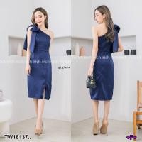 ราคา TW18137 เดรสไหล่เบี่ยง โบว์ใหญ่ (16844457118)