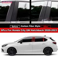 ราคา 6ชิ้นประตูสีดำมันวาว B C เสาปกหลังกรอบกระจกตกแต่งสำหรับ Honda City GN Hatchback 2020 2023รถคาร์บอนไฟเบอร์หน้าต่างคอลัมน์กลางพีซีวัสดุอุปกรณ์ตกแต่ง (19603088733)