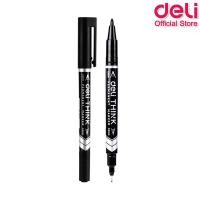 ราคา Deli ปากกามาร์คเกอร์ สำหรับเขียนซองพลาสติก เขียนแผ่นซีดี โมเดล แบบ 2 หัว 0 5mm 1mm สีน้ำเงิน สีดำ Marker Pen U211 เครื่องเขียน office stationery (20668959893)