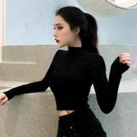 ราคา เสื้อเอวลอยแขนยาวผู้หญิงคอปกสูงครึ่งคอ (10530417771)