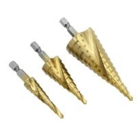 ราคา 4pcs HSS ดอกสว่าน ทรงเจดีย์ เจาะขยาย คว้านรู เคลือบไทเทเนี่ยม ดอกเล็ก ใหญ่ ขั้นบันได StepDrill เจาะรู ขยายรู คว้านรู 4PCS Imperial Step Drill Bit Set (16272139649)