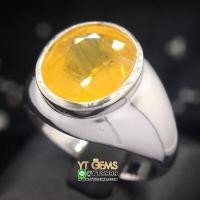 ราคา แหวนบุษราคัม แหวนเงินแท้ ชุบทองคำขาว พลอยบุษราคัมแท้ YTG 9797 (17456273183)