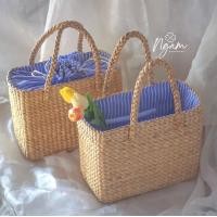 ราคา กระเป๋าสานเที่ยวทะเล ใส่เอกสาร เลือกสีผ้าได้ กระเป๋าสานผักตบชวา พร๊อพถ่ายรูป กระเป๋าใส่ipadกระเป๋าถือ (14714789011)