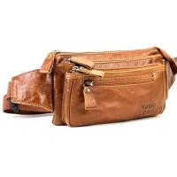 ราคา Chinatown Leather กระเป๋า ผู้ชาย หนังวัวแท้ คาดเอว สะพายหน้าอก ซิปยื่นหน้าสีน้ำตาลแทน (11211150137)