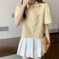ราคา เสื้อโปโลแขนสั้นมีกระดุมสำหรับผู้หญิงเสื้อเอวลอยฤดูร้อน (17939410587)