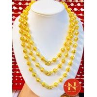 ราคา สร้อยคอ เม็ดประคำฉลุจิกเพชรตัดลาย เม็ดประคำพ่นทราย น้ำหนัก 3 บาทขนาด 10 มิม ทองหุ้ม ทองชุบ นพคุณห้างทอง (19477382540)