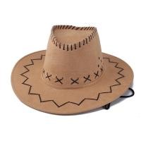 ราคา 05 X12 หมวกคาวบอยหนังเทียม American Style หมวกคาวบอยปีกกว้าง มีเชือกคล้องคอ หมวกคาวบอยปักลาย (17721702256)