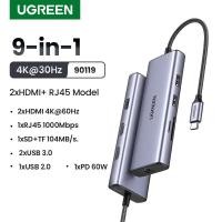 ราคา ฮับ USB C UGREEN 4K 60Hz Dual HDMI 9 Ports ฟังก์ชั่นเต็มที่ Type C Hub พร้อม1000 100 Mbps RJ45 Lan ฮับรุ่น 90119 (20613234642)
