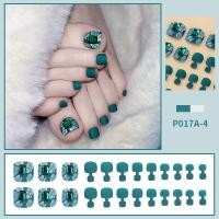 ราคา PINPAI เล็บปลอมเล็บเท้าสั้นแบบกดบนเล็บ24ชิ้นคลุมทั้งหมดปลายเล็บเท้าพร้อมอุปกรณ์ประดับตกแต่งดีไซน์แบบปลอมเล็บเท้า (18455411602)