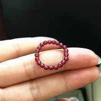 ราคา แหวนหินโกเมนธรรมชาติลูกปัดกลมมือทอแหวนหยกสีแดงความงามแฟชั่น (13341648208)