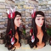 ราคา ที่คาดผมขนนกโบฮีเมี่ยนโทนสีแดง ที่คาดผมชนเผ่า โบฮีเมี่ยนสไตล์ By Kancha Handmade (1441168892)