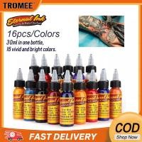 ราคา พร้อมส่ง หมึกสีสำหรับสัก สีสักลาย อุปกรณ์สักลาย สีติดทนนาน 16 สี ใช้สำหรับรอยสักและรอยสักคิ้ว (21160959827)