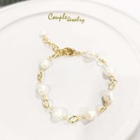 ราคา สร้อยข้อมือมุกทรงไข่ คั่นห่วงชุบทอง ตะขอชุบทอง18k (19935507169)