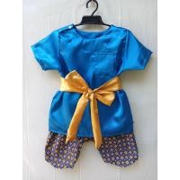 ราคา ชุดไทย โจงกระเบนเด็กผู้ชาย เสื้อคอกลม ผ่าไหล่ ผ้ามันโจงกระเบนผ้าลายไทยพร้อมผ้าผูกเอว (21167324860)