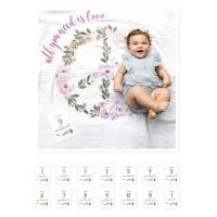 ราคา Lulujo Babys First Year Swaddle Cards ชุดผ้าอ้อมมัสลินคอตตอนพร้อมการ์ด Milestones (14600050297)