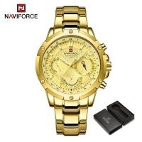 ราคา NAVIFORCE Men Business Watch Casual Wristwatch Waterproof 3ATM Quartz Chronograph Gold Watches Stainless Steel Original Brand (20682010255)