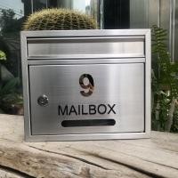 ราคา ตู้จดหมายสแตนเลส พร้อมติดเลขที่บ้าน 1ตัวเลข กล่องใส่จดหมาย Mailbox (15211691370)