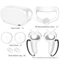 ราคา เคสฝาครอบป้องกันซิลิโคนสำหรับชุดหูฟัง Oculus Quest 2 VR แผ่นปิดตาที่จับฝาครอบปุ่มจับอุปกรณ์เสริม VR (21170494012)