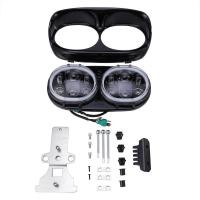 ราคา ไฟหน้ารถมอเตอร์ไซค์แบบโปรเจ็คเตอร์ LED คู่สไตล์สีดำรูปตานางฟ้าสำหรับ Harley Davidson ฮาร์เลย์รุ่น Road Glide 04 13 FLTR (20584302806)