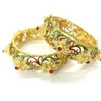 ราคา March Jewelry สร้อยข้อมือทองลงยา ชุดไทยเครื่องประดับเพชรทองกำไลข้อมือคู่ ลงยา เครื่องประดับแบบไทย ๆ Gold Bracelet 2pcs (1300244997)