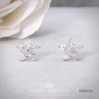 ราคา ต่างหู แบบแป้น ฝังคริสตัลแท้ ลายดอกไม้ Flower เพชรแน่น วิบวับ สวยหรู รุ่นแนะนำ ตุ้มหู เครื่องประดับ ER0643 ValueJewelry (17932216297)
