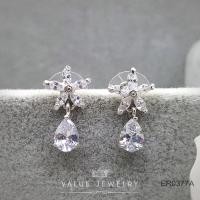 ราคา ต่างหูแป้น ฝังคริสตัลแท้ ลายดอกไม้ Flower ประดับติ้งเพชรหยดน้ำ ขนาด ตุ้มหูเล็ก เครื่องประดับ ER0377 ValueJewelry (10551810901)