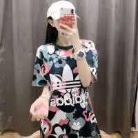 ราคา ADIDAS ชุดเดรสยาวแฟชั่นหรูหราของผู้หญิงเดรสเสื้อยืดสำหรับฤดูร้อนสีรุ้งแขนสั้น (12726331661)