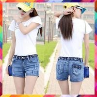 ราคา ขายเท ลดล้างสต็อค สินค้าใกล้หมดแล้ว กางเกงยีนส์ขาสั้น ทรงเข้ารูป ใส่แล้วก้นสวย ตกแต่งเอวปักลายดอกไม้ สไตล์รุ่ยๆ กางเกงยีน 3 (154895127)