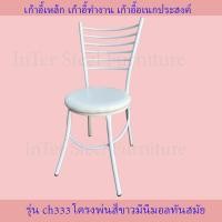 ราคา เก้าอี้นั่งทานข้าว เก้าอี้กินข้าว เก้าอี้เหล็กมินิมอล เก้าอี้ทำงาน เก้าอี้นั่งเล่น มีพนักพิง รุ่น CH333 โครงสีขาว (12151974)
