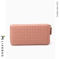 ราคา LIKEBAG หนังสานกระเป๋าสตางค์ยาวซิ๊ปการ์ดสำหรับสตรี (9579022881)