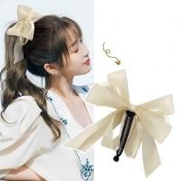 ราคา Korean Fashion Womens Large White Bow Hair Clip 2023 New Elegant hair Clamp Hair Accessories (20294490978)
