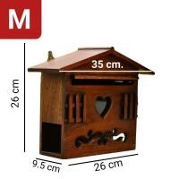 ราคา ตู้ใส่จดหมายไม้สัก ตู้ไปรษณีย์ ตู้ รับจดหมาย กล่องใส่ใบเสร็จค่าไฟ ตู้ไม้ ทำจากไม้สัก มีกุญแจล็อคได้มีสองขนาด จดหมาย ตู้จดหมาย (11126357345)