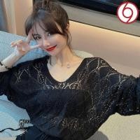 ราคา Hot พร้อมส่ง เสื้อคลุมแขนยาวผู้หญิง คอวี ไหมพรม มีเชือกด้านหน้า มีสร้อยคอแต่งหลัง เนื้อผ้านิ่มใส่สบาย (8575775583)