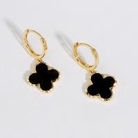 ราคา Four leaf Clover Earrings S925 Sterling Silver Plated 14K Gold Clover Ear Buckle Dangle Earrings (19604681751)