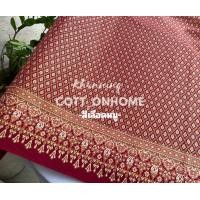 ราคา ผ้าลายไทย พิมพ์ดิ้นทอง ผ้าคอตตอนพิมพ์ลายไทย หน้า45นิ้ว ผ้าลายไทย ผ้าตัดโจงกระเบน ผ้าตัดชุดไทย ผ้าไทย (20702969273)