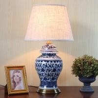 ราคา EASYHOME โคมไฟตั้งโต๊ะพอร์ซเลนสีฟ้าและสีขาวที่ทันสมัยตกแต่งสร้างสรรค์โคมไฟตั้งโต๊ะประหยัดพลังงานห้องนอน LED ข้าง Light (16797971430)