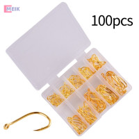 ราคา MEIK ชุดตะขอตกปลา100ชิ้นตะขอตกปลาแบบวงกลมคาร์บอนเหล็กเบ็ดตกปลาบิน (20386773550)