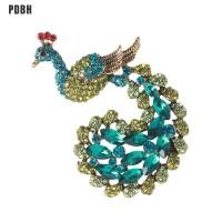 ราคา PDBH แฟชั่น Store Hot sale เข็มกลัดนกยูงประดับพลอยเทียมเข็มกลัดแฟชั่นเต็มรูปประดับนกยูงพลอยเทียมสีเขียว (14836419685)