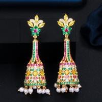 ราคา SEQUITO เครื่องประดับหูผู้หญิงสุดหรูสีเหลืองทองปูครบชุดการตั้งค่า Polychrome AAAA โคมระย้าเพชรสังเคราะห์ทรงขุนนางมุกพู่ต่างหูรูปหยดน้ำ SE789 (19049339309)