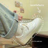 ราคา พร้อมส่งจากไทย รองเท้าผ้าใบขอบสีครีมวินเทจ สูง 3 ซม รุ่น HACHI (20300350536)