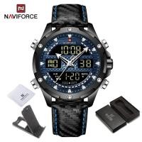 ราคา NAVIFORCE ผู้ชายนาฬิกาสบาย ๆ กันน้ำกีฬาควอตซ์ชายทหารจอ LCD นาฬิกาข้อมือสายหนัง 9194 (14899010525)