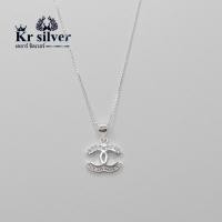 ราคา Kr silver สร้อยคอเงินแท้ พร้อมจี้เงินแท้ รูป CC ประดับเพชรcz สไตล์ชาแนล chanel สร้อยคอเส้นจิ๋ว ขนาด 0 9 มิล ยาว 16 นิ้ว 18 นิ้ว (10933379293)