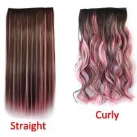 ราคา สังเคราะห์5คลิปต่อผม24นิ้วยาวตรงผม20นิ้วยาวหยิกวิกผมสีดำสีน้ำตาลไฮไลท์สีชมพูสีฟ้าสีเขียว (16397351380)
