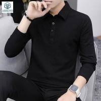 ราคา ARROYO เสื้อยืดแขนยาวผู้ชายเสื้อโปโลคอปกสีดำแท้ลำลอง (14380668235)