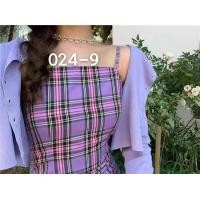 ราคา เดรสสายเดี่ยวลายสก็อตผูกหลัง เดรสสายเดี่ยวลายสก็อตสุดชิค ชุดเดรสสั้นลายสก๊อต (15893693710)