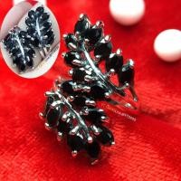 ราคา แหวนนิล แหวนใบมะกอก แหวนเงินแท้ รมดำ พลอยนิล CZ YTG 10115 (16199107704)