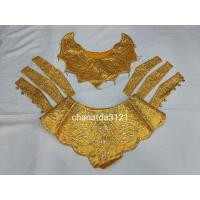 ราคา เครื่องกินรี เครื่องมโนราห์แบบถูก งานเดินดิ้นเงินดิ้นทอง ในเซ็ตมีทั้งหมดอย่างกรองคอ รัดเอว ข้อมือ ข้อเท้า ข้อแขน (15000509092)