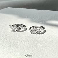 ราคา Glitter olive half hoop 14k earrings ต่างหูห่วงลายใบมะกอก งานชุบทองคำขาว เพชร CZ (20428019915)