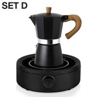 ราคา moka pot เครื่องชุดทำกาแฟ 3IN1 เครื่องทำกาหม้อต้มกาแฟสด ชุดทำกาแฟสด 3 ชิ้น เครื่องบดกาแฟ ขนาด 150ml และ 300ml ตาไฟฟ้าเซรามิก 800w SimpleFood (17971121536)
